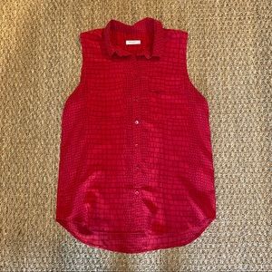 Equipment | Red Sleeveless Button Down Shirt